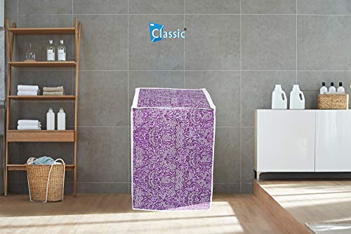 Image of Classic Top Load Washing Machine Cover Suitable for Haier 6 Kg, 6.5 Kg, 7 Kg, 7.5 Kg, 8 Kg (55cmsX54cmsX84cms, Purple Flower, Medium)