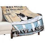 Finamille Tuxedo Cat Bathroom Rules Blanket Gifts for Kids Adults for Bed Living Room Bedding Couch Soft Lightweight Warm Cozy Throw Blankets Decor 30"x40" All Seasons