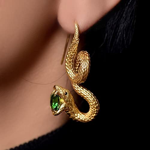 Crystal Snake Stud Earrings,Golden Fashion Earrings For Women Cubic Zirconia Snake Earrings Trendy Jewelry Gifts one of a kind earrings with tsavorites and matte yellow gold serpents's skin texture2