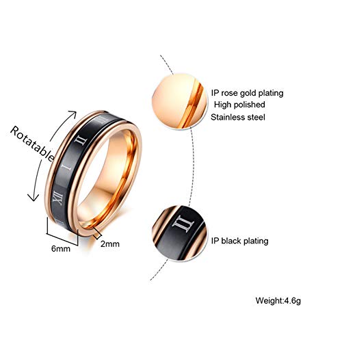 Image of PAURO Roman Numerals Spin Worry Ring | Unisex Stainless Steel, Roman Numerals Spin Worry Ring for Anxiety