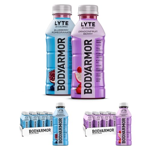 Image of BODYARMOR LYTE, Blueberry Pomegranate & Dragonfruit Berry Electrolyte Drink, 20 Calories, 16 Fl Oz Bottles (24 bottles), Coconut Water Sports Drink, Natural Flavor & B Vitamins