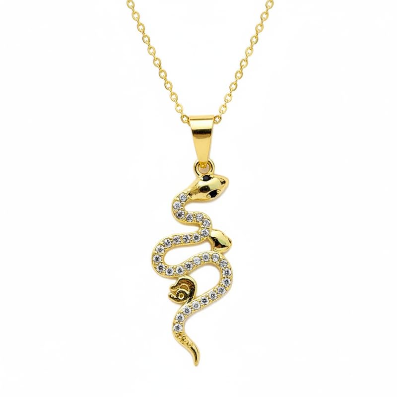 Collier serpent en argent 925 doré LKBEADS et oxydes de zircone de haute joaillerie