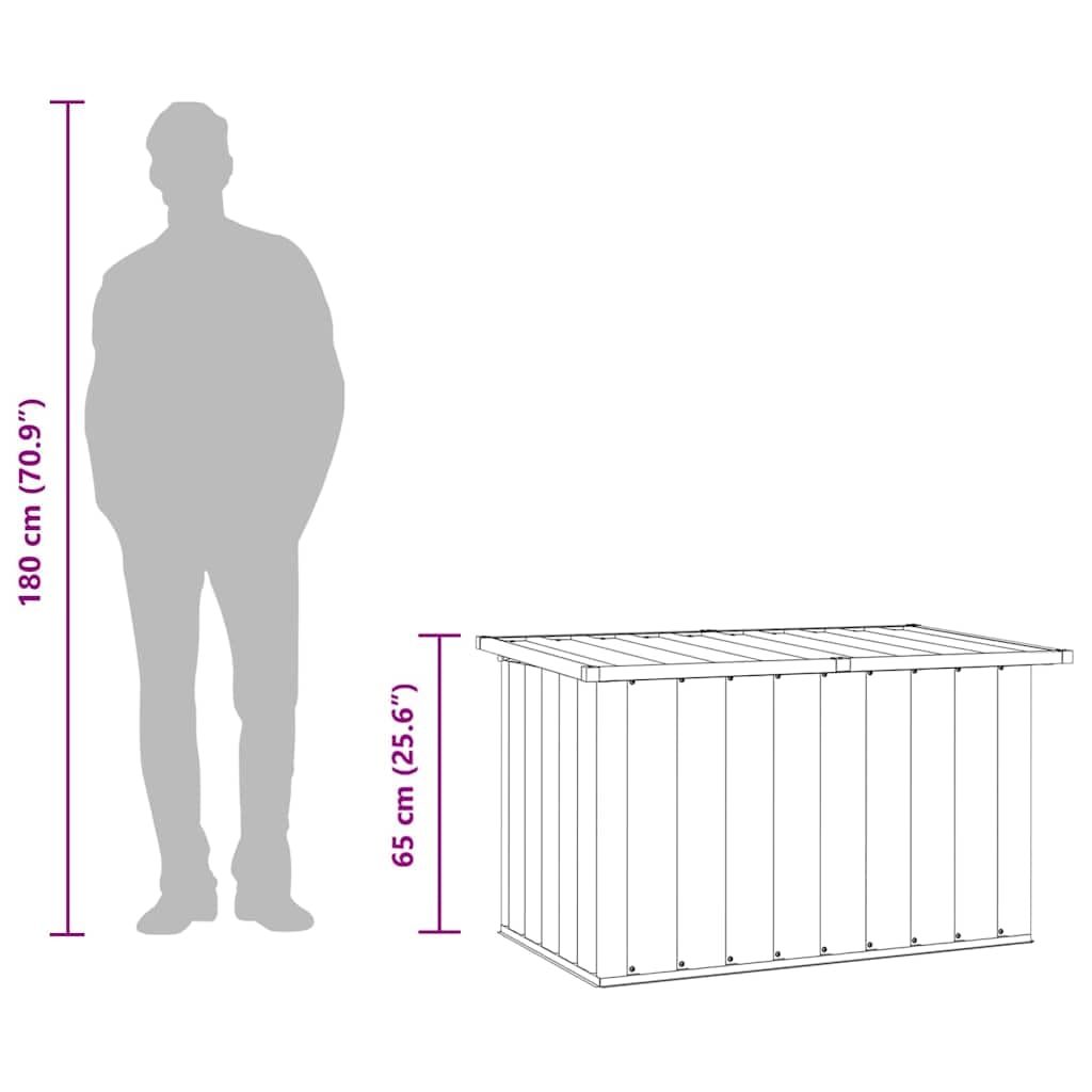 Garten-Aufbewahrungsbox Braun aus verzinktem Stahl und Kunststoff 109 x 67 x 65 cm mit wasserdichtem Deckel und großzügigem Stauraum für Kissen, Werkzeug, Terrasse, Balkon, Outdoor