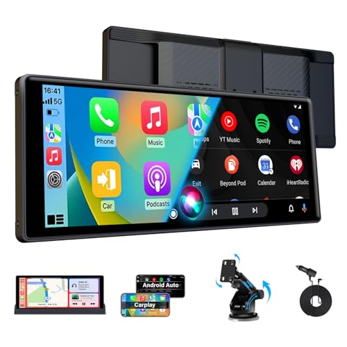 Carplay Screen for Car 10' Car Tablet Pro Max 2025【Unique Bracket】 w Googel/Siri Voice Control Wireless Apple Car Play Screen & Android Auto Screen w Mirror Link Videos Bluetooth/FM/AUX