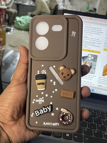 Image of Bintage Ball Bear| Donut| Milk Cake| Baby| Coffee Rubber Case Full Body & Camera Protection Back Cover Compatible for Tecno Pova 5 /Pova 5Pro 5G - Brown