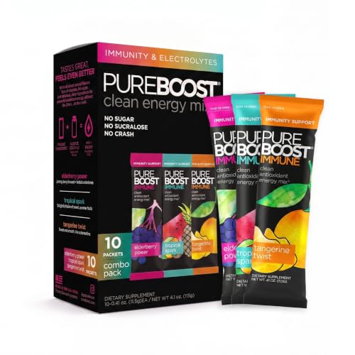 Image of Pureboost Sugar-Free Immune Clean Energy Booster Drink Mix, Combo Pack 10ct