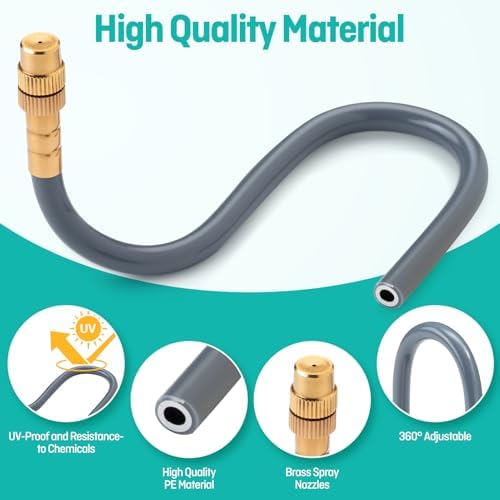 Bild 5 - 360° Automatisches Garten Bewässerungssystem, Tropfbewässerung mit Präziser Durchflussregelung, Sprinklersystem Kühlsystem für Gewächshaus, Hochbeet, Terrasse, Balkontopfpflanzen (20M)