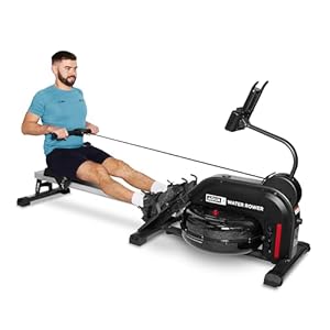 JLL Aqua 1 Rower Home Hydro Rowing Machine, Fitness, Cardio Workout with Dual Resistance, Hydro and Elastic, 11 Readout LCD Monitor, 12 Month Warranty