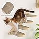 YITAHOME 7PCS Kletterwand Katzen, Hölzerne Katzenwandmöbel, Katzenkletterbaum, Hölzerner Kratzbaum mit 3 Sisal-bezogenen Säulen/4-Stufige Katzentreppe Wand mit Kratzbaum/Hängematte
