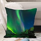  Funda de Almohada de Microfibra Premium Funda de Cojín,Las Luces Polares en Noruega Ersfjord Tromso,para Hogar Sofá Silla Cama Sala de Estar Dormitorio 45x45 cm