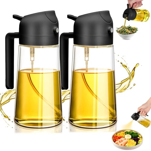 La Mejor Recopilación de Aceitera de cocina de esta semana. 43 Ausein 2 Piezas Dispensador de Aceite 2 en 1, 470ml/16oz Aceiteras de Cocina de Vidrio, Pulverizador de Aceite para Hornear, Pan, Barbacoa, Asar y Ensalada (Negro)