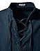 JEMITOP Men's Retro Renaissance Costume Short Sleeve Lace Up Shirts for Pirate Viking Medieval Vampire Halloween Cosplay Clothing Solid Navy Blue XXL