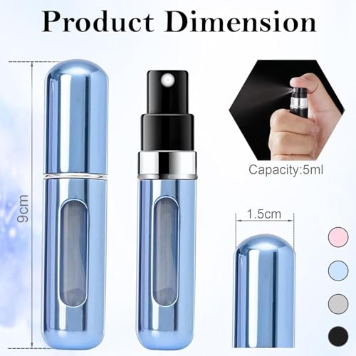 Image of PACK OF 04 Mini Perfume Refill Bottle 5ml, Portable Refillable Perfume Atomizer Spray Bottle for Travel, Leakproof Pocket Size Fragrance Dispenser for Men & Women, 5ml (Multicolour)