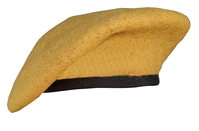 Woolen Beret Cap Suitable for Police, Military, Armed Forces, Security, Drama, Cinema, etc. (Khakhi Cap) Beige-image-47