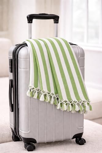 Image of Striped Bhagalpuri Chadar | Soft Cotton Single Layer Chadar for Summer | Odhne Wali Chadar for All Season Use Blanket (Green)