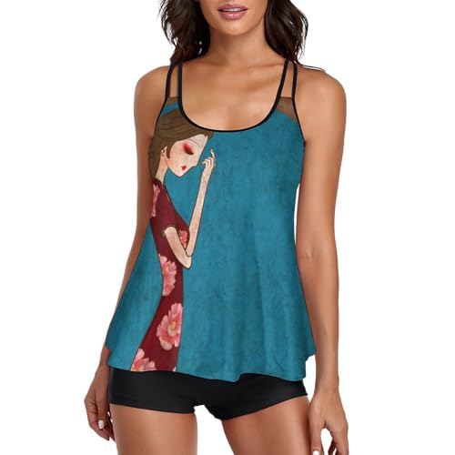 Tankini femme short garçon pour masquer les rondeurs et nager avec confort