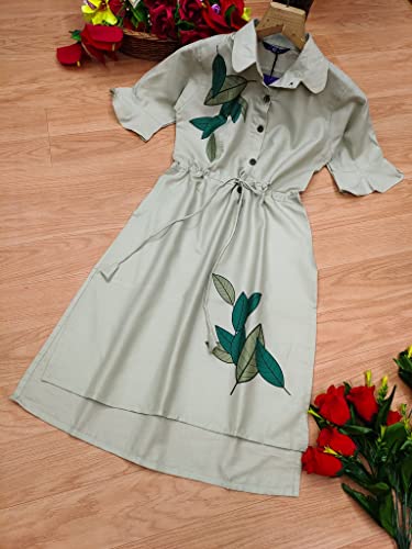 Image of OM SAI LATEST CREATION Designer Slub Cotton Fully Stitched Anarklai Kurti for Women & Girls on Jeans Palazzo or Skirt (Plus Size Upto 2XL)-(Grey)