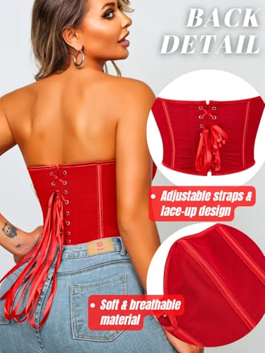 Image of ChiaoLezhee Heart Corset Top For Women, Sexy Concert Outfits Going Out, Strapless Crop Top, Overbust Bustier