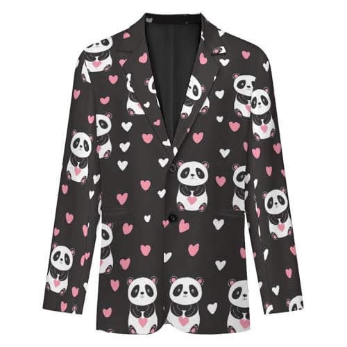 Panda Print Mens Casual Blazer Button Suit Jacket Lightweight Sport Coat for Work Business4