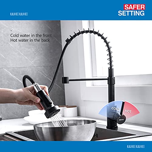WEWE-Faucet-for-Kitchen-Sink-Kitchen-Faucet-Black-Stainless-Steel-Commercial-Spring-Kitchen-Faucet-with-Pull-Down-Sprayer-One-Hole-or-3-Hole-Kitchen-Faucet-for-RV-Outdoor-Farmhouse-Camper-Bar-Sinks WEWE Faucet for Kitchen Sink Kitchen Faucet Black Stainless Steel Commercial Spring Kitchen Faucet with Pull Down Sprayer One Hole or 3 Hole Kitchen Faucet for RV Outdoor Farmhouse Camper Bar Sinks