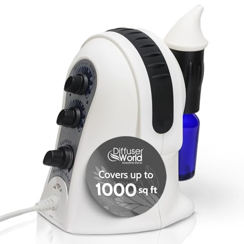 Diffuser World 1000 Sq Ft Waterless Diffuser for Essential Oils, Made in USA Black Waterless Aroma...