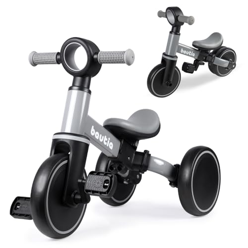 Bautia Triciclo para bebé niño y niña de 2 años, bicicleta de 3 ruedas para niños de 1 a 4 años, juguete de bicicleta 4 en 1 con pedales extraíbles