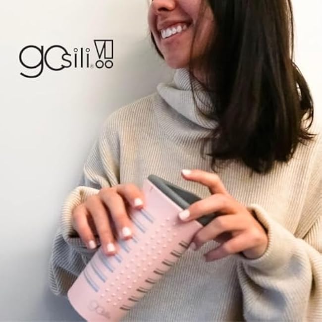 GoSili Reusable Silicone Tumbler with lid - 100% European-Grade Platinum Silicone, Stainless-Steel Ring, Eco-Friendly, Stain-Resistant, Dishwasher and Microwave Safe - 16oz, Teal