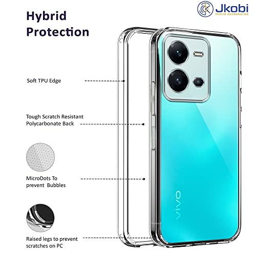 Image of Jkobi Back Cover Case for Vivo V25 5G (Silicone Crystal Clear | Pure Camera Protection | Soft and Flexible for Charger and Headphone sockets | Shockproof Bumpers | Transparent)