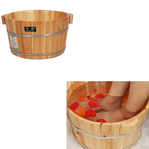 DSJMUY Voetbad Barrel massief hout natuurlijke verdikking voetenbad water hout badkuip huisisolatie stoombodem met… - Afbeelding 6