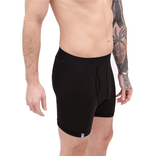 ALPIN LOACKER Merinowolle Boxershorts Herren I Sport Unterhose I Wanderunterhose I schnelltrocknende und atmungsaktive Merino Unterwäsche, Schwarz L
