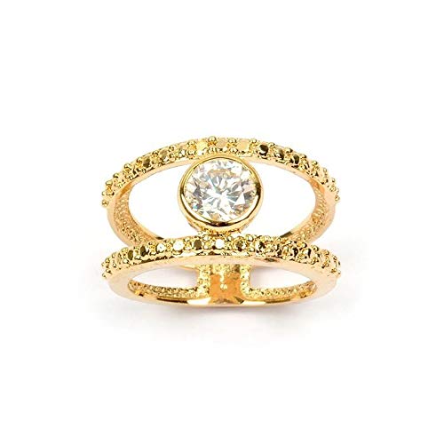Alliance solitaire zirconium plaqué or 750/000 aux finitions haute joaillerie