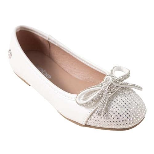 bebe Girls' Ballet Flats - Sparkly Ballet Shoes for Girls with Glitter and Rhinestone Bow, Girl's Shoe for Toddler/Little Kid/Big Kid