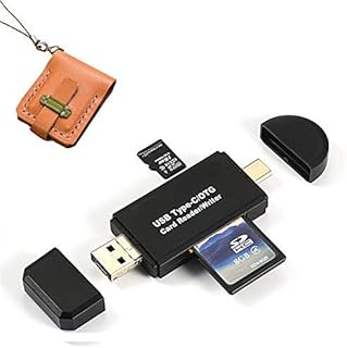 Memory Card Reader, 3in1 USB Type C Card Reader + USB OTG to USB 2.0 Adapter + Micro SD TF Card Reader for PCs and Notebooks Smartphones/Tablets with OTG Function