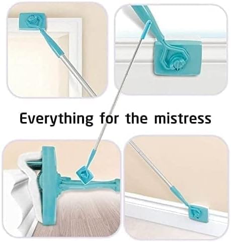 Baseboard Cleaner Tool with Handle 5 Reusable Cloths. Use for Bathroom, Kitchen and The Whole House! for Cleaning skirting Boards with Napkins and Long Handles. Retractable Microfiber Cleaning Handle