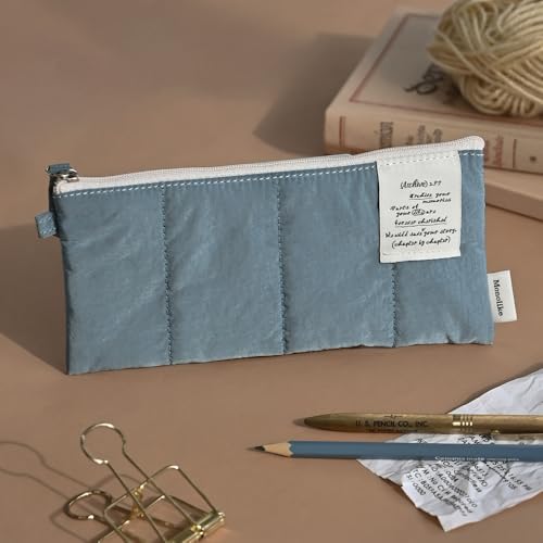Image of Monolike Archive247 Cushion Pencil Case, 02. Indie Blue - Pencil Pouch, Portable Pencil Bag, Pencil Case, Office Pouch case, Cushion, Soft, Vintage