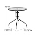 Flash Furniture Lila 28'' Round Glass Metal Table with Black Rattan Edging and 4 Black Rattan Stack Chairs
