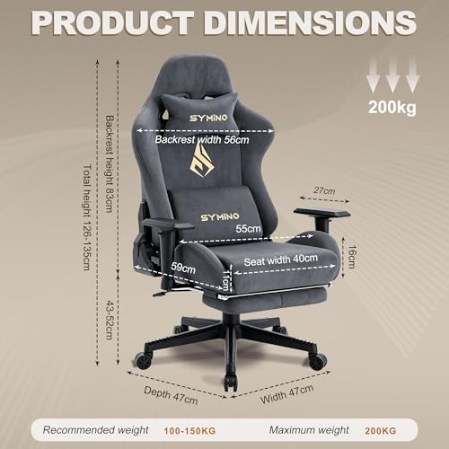 Image of Gaming Chair with Footrest, Up /Down Armrests, Suede Fabric Ergonomic Office Chair, 155 Recline Computer Chair for Desk, Darkblue
