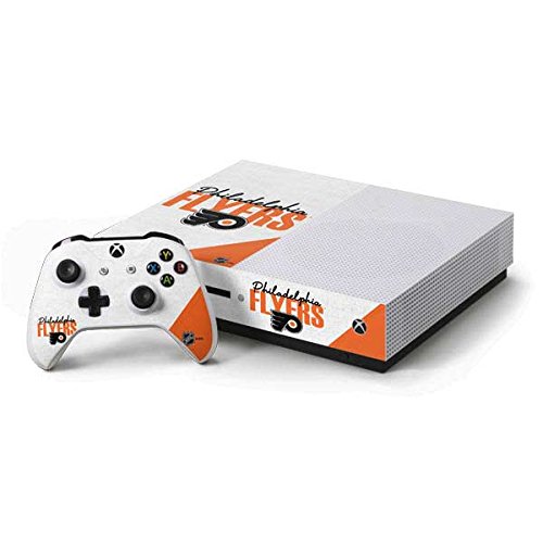 Skinit Decal Gaming Skin Compatible with Xbox One S Console and Controller Bundle - Officially Licensed NHL Philadelphia Flyers Script Design
