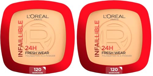 Image of L'Oreal Paris Infallible 24H Powder Foundation, 120 Vanilla (Pack of 2)