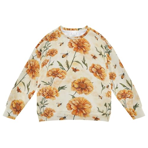 JUNZAN Unique Marigold Blush Big Boys Hooded Sweatshirt Crewneck Hoodie for Boys Sports 4T