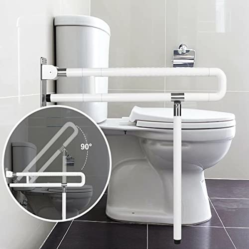 Aufstehhilfe Toilette, Wc Aufstehhilfe, 79 x 60 cm Wandstützgriff Toilette, Behinderten WC Haltegriff Klappbar, Rutschfest Sicherheitsgriff für Senioren, bis zu 150kg