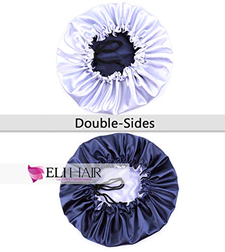 Image of Stain Bonnet Silk Sleep Cap Adjustable Satin Cap for Night Sleeping Hair Bonnet Reversible Double Layer