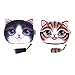 iSuperb 2pcs Mujer Mini Cartera,Lindo Monedero Peluche Monedero Forma de Cara de Gato con Cola Billetera Coin Purse (2 Piezas púrpura + marrón)