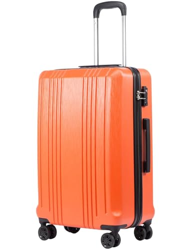 Coolife Luggage PC+ABS Hardshell Suitcase with TSA Lock, Spinner Carry On Lightweight (orange,...