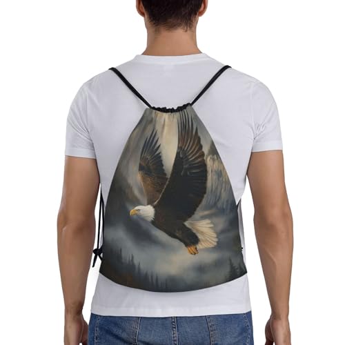 Drawstring Bag, A Bald Eagle In Flight Design Durable Water Resistant For Sport,Travel - Lightweight Sackpack2