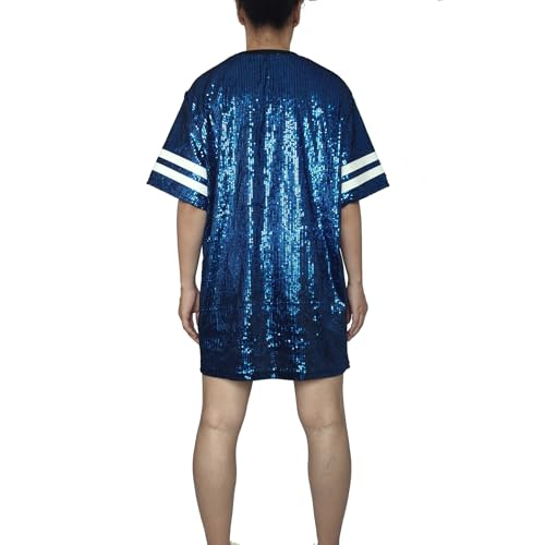 Whitewed Women Personalised Number Sequin Bling Jersey Shirt Dresses Short Sleeve2