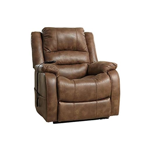 Signature Design by Ashley Yandel Faux Leather Electric Power Lift Recliner for Elderly, Brown