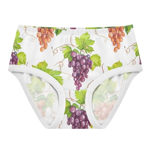 Watercolor Grape Leaves White Toddler Underwear Floral 2t Cotton Panties Little Girl Funny Briefs Undies Kids