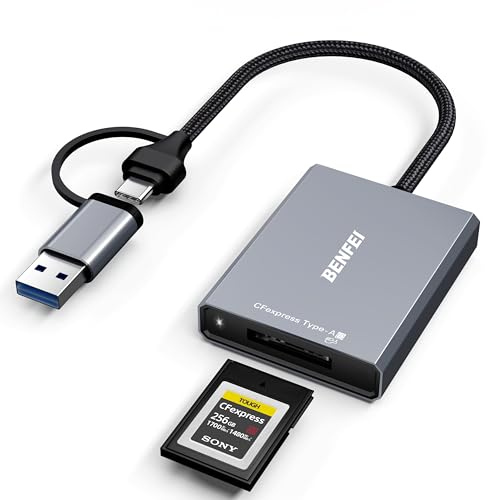 BENFEI CFexpress Type A Card Reader with USB 3.2 (Gen 2) 10Gbps USB-C&USB-A 2-in-1 Type A CFexpress Adapter Compatible with Windows/Mac/Linux/Android