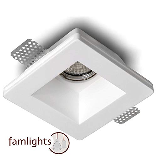 Preisvergleich Produktbild famlights Wand-Einbauleuchte Luca, Gips, weiß / Einbaulampe Gipseinbauleuchte edel Rigipslampe Rigipsleuchte Deckenlampe Einbauspot Trockenbau Einbauleuchte anstreichbar Deckenleuchte Neubau Rohbau